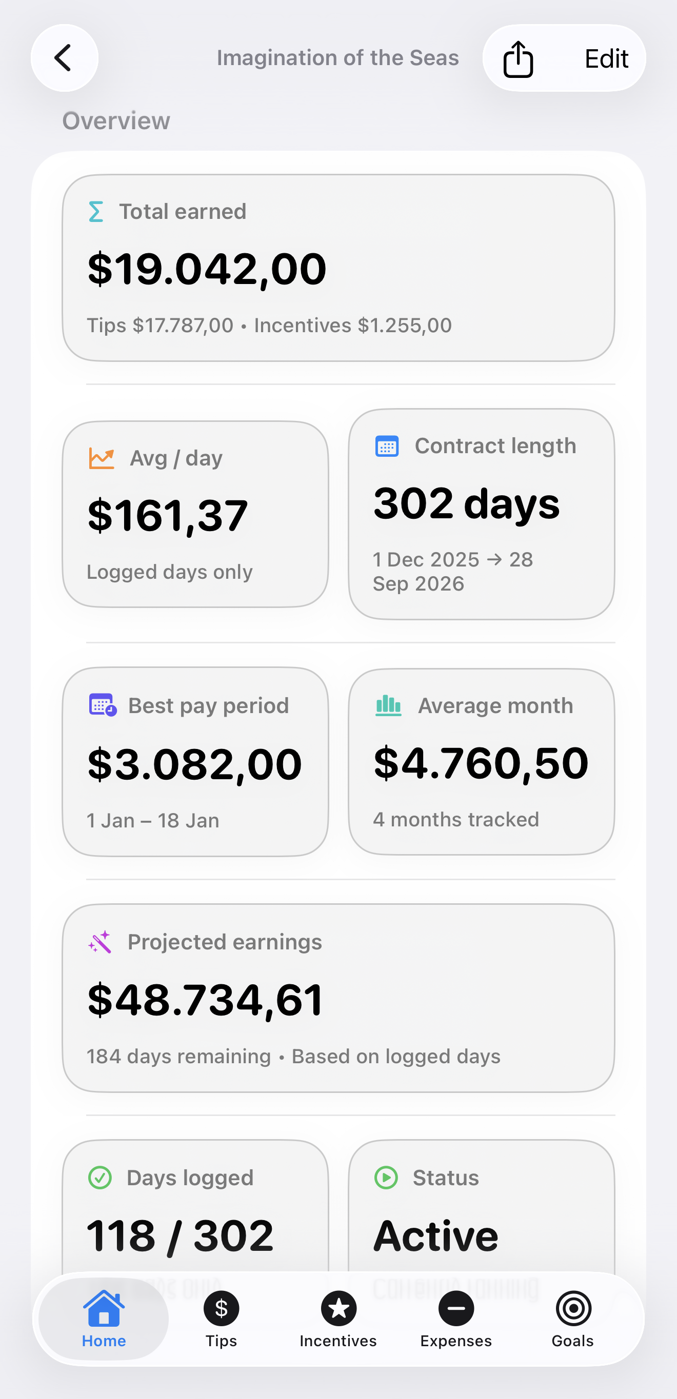 Crewallet home screen preview